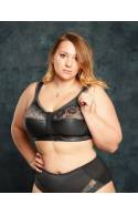 Бюстгальтер застёжка спереди Sermija 15012 широкая бретель без косточек (Черный)